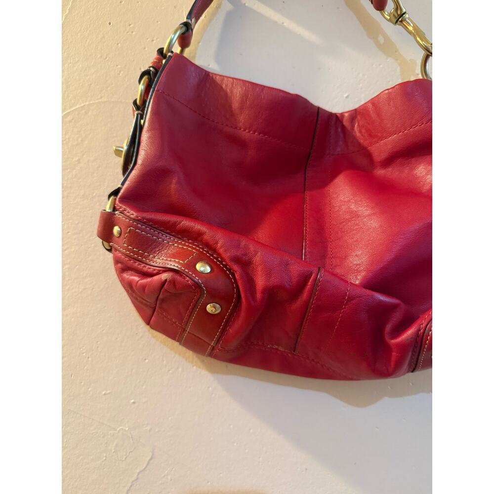 Coach 10615 Ergo Hobo Bag Red Leather Brass Hardware Y2K Hang Tag - Picture 7 of 12